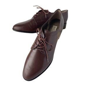 Nicole Womens Brown Leather Lace-Up Oxford Shoes Size 9M Made in Brazil NOS